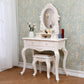 Victorian Bedroom With Drawer Mirror Solid Wood Makeup Vanity Set Clearhalo 'Bedroom Furniture' 'furn' 'furn_makeup_vanities' 'Furniture' 'Makeup Vanities' 'makeup_vanities' 7004936