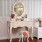 Victorian Bedroom With Drawer Mirror Solid Wood Makeup Vanity Set Makeup Vanity 39.4"L x 15.7"W x 57"H Ivory Clearhalo 'Bedroom Furniture' 'furn' 'furn_makeup_vanities' 'Furniture' 'Makeup Vanities' 'makeup_vanities' 7004938