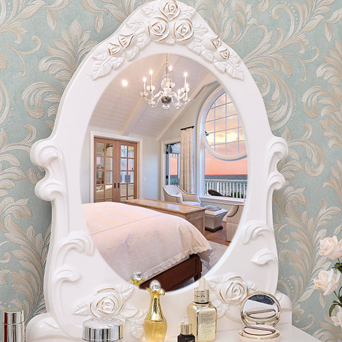 Victorian Bedroom With Drawer Mirror Solid Wood Makeup Vanity Set Clearhalo 'Bedroom Furniture' 'furn' 'furn_makeup_vanities' 'Furniture' 'Makeup Vanities' 'makeup_vanities' 7004940