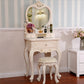 Victorian Bedroom With Drawer Mirror Solid Wood Makeup Vanity Set Makeup Vanity & Stools 24"L x 16"W x 57"H White Clearhalo 'Bedroom Furniture' 'furn' 'furn_makeup_vanities' 'Furniture' 'Makeup Vanities' 'makeup_vanities' 7004944