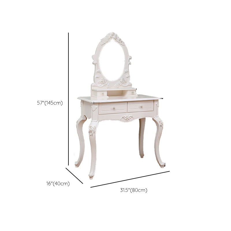 Victorian Bedroom With Drawer Mirror Solid Wood Makeup Vanity Set Clearhalo 'Bedroom Furniture' 'furn' 'furn_makeup_vanities' 'Furniture' 'Makeup Vanities' 'makeup_vanities' 7004953