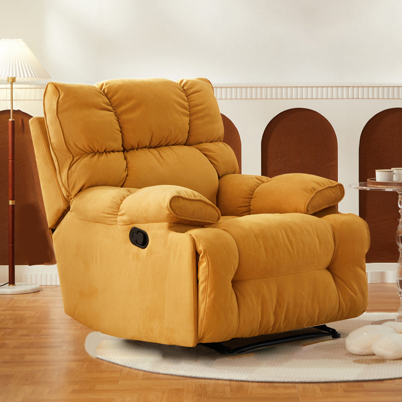 Modern Manual-Handle Recliner Swivel Rocker Standard Recliner with Footrest Yellow Standard (No Motion) Clearhalo 'Chairs & Seating' 'furn' 'furn_recliners' 'Furniture' 'Living Room Furniture' 'Recliners' 7004975