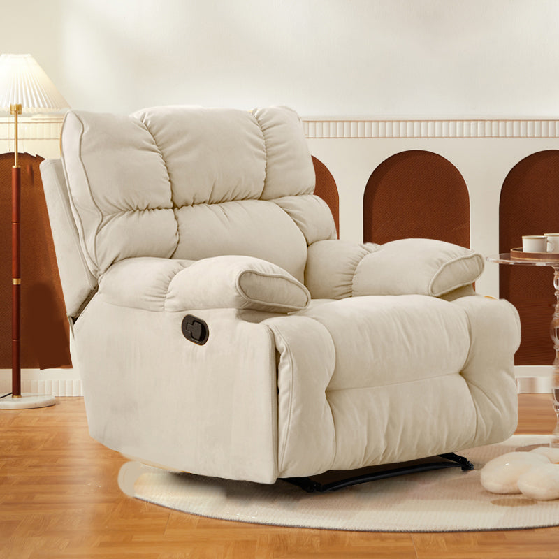 Modern Manual-Handle Recliner Swivel Rocker Standard Recliner with Footrest White Standard (No Motion) Clearhalo 'Chairs & Seating' 'furn' 'furn_recliners' 'Furniture' 'Living Room Furniture' 'Recliners' 7004976