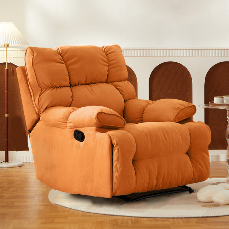 Modern Manual-Handle Recliner Swivel Rocker Standard Recliner with Footrest Orange Standard (No Motion) Clearhalo 'Chairs & Seating' 'furn' 'furn_recliners' 'Furniture' 'Living Room Furniture' 'Recliners' 7004981