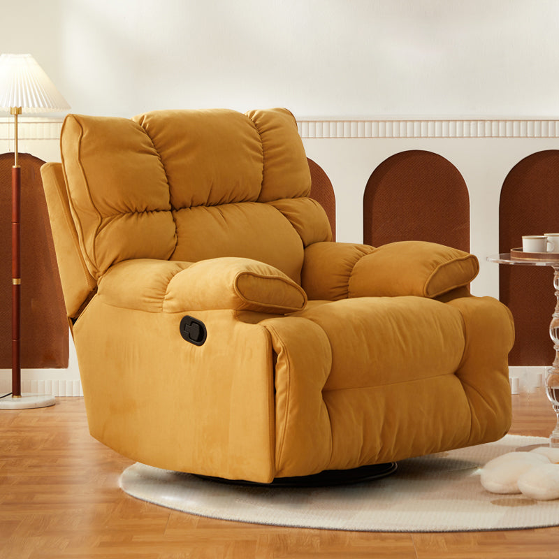Modern Manual-Handle Recliner Swivel Rocker Standard Recliner with Footrest Yellow Swivel Rocker Clearhalo 'Chairs & Seating' 'furn' 'furn_recliners' 'Furniture' 'Living Room Furniture' 'Recliners' 7004984