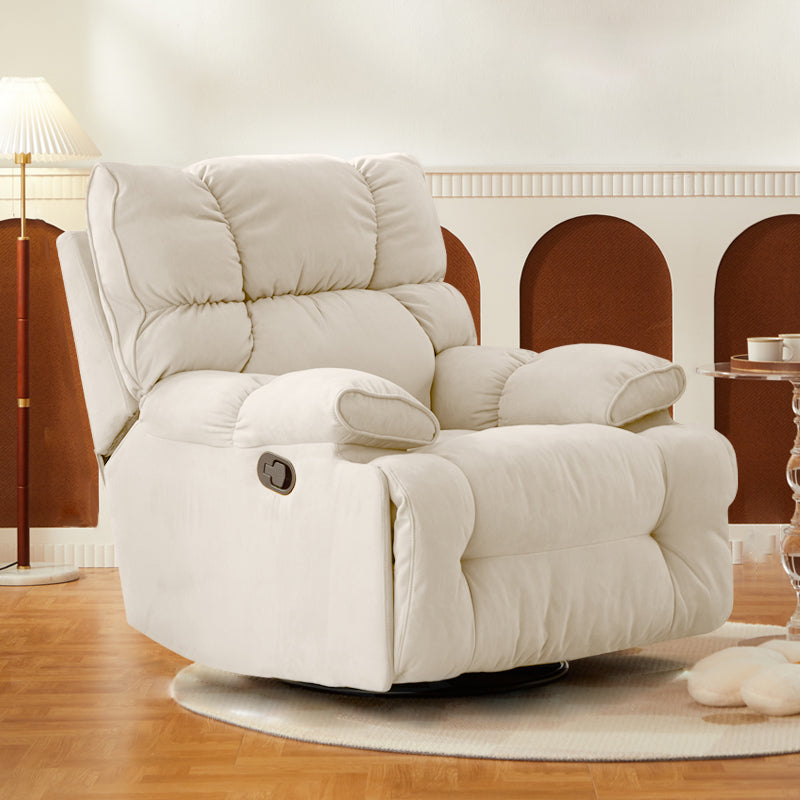 Modern Manual-Handle Recliner Swivel Rocker Standard Recliner with Footrest White Swivel Rocker Clearhalo 'Chairs & Seating' 'furn' 'furn_recliners' 'Furniture' 'Living Room Furniture' 'Recliners' 7004986