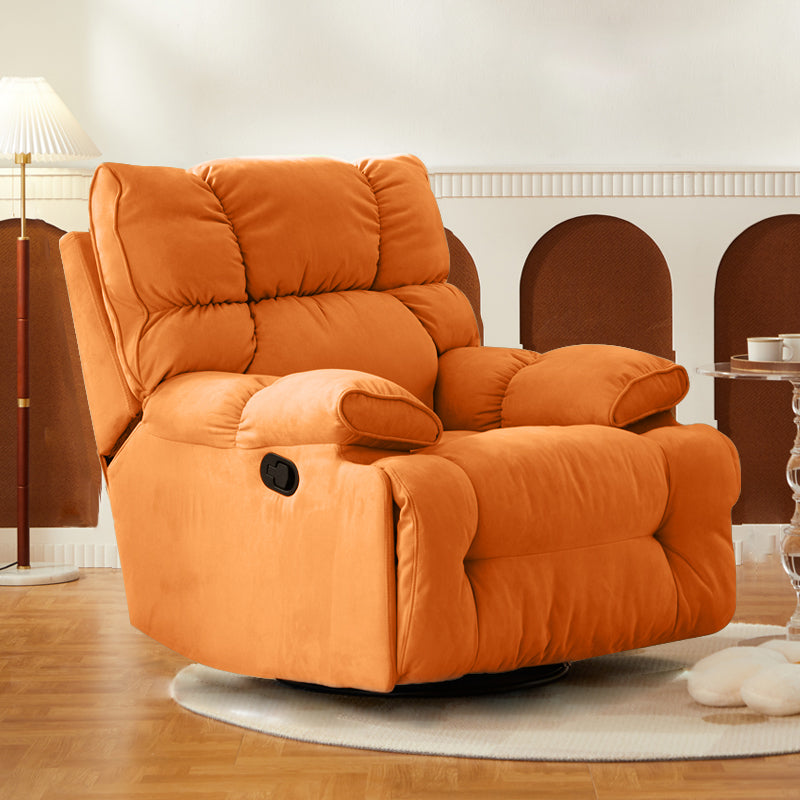 Modern Manual-Handle Recliner Swivel Rocker Standard Recliner with Footrest Orange Swivel Rocker Clearhalo 'Chairs & Seating' 'furn' 'furn_recliners' 'Furniture' 'Living Room Furniture' 'Recliners' 7004990