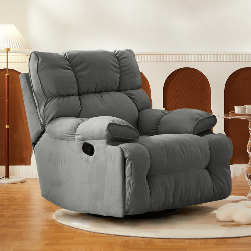 Modern Manual-Handle Recliner Swivel Rocker Standard Recliner with Footrest Gray Swivel Rocker Clearhalo 'Chairs & Seating' 'furn' 'furn_recliners' 'Furniture' 'Living Room Furniture' 'Recliners' 7004992