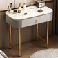 Mid-Century Modern Bedroom Metallic Lighted Mirror With Drawer Makeup Vanity Set