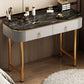Mid-Century Modern Bedroom Metallic Lighted Mirror With Drawer Makeup Vanity Set