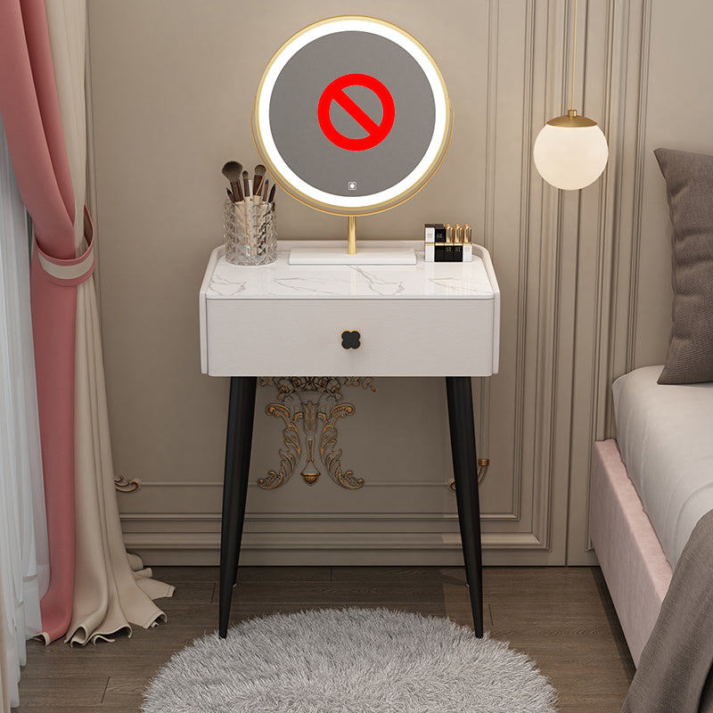 Glam Faux Leather Makeup Counter Bedroom Vanity Dressing Table with Drawer