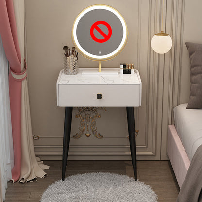 Glam Faux Leather Makeup Counter Bedroom Vanity Dressing Table with Drawer