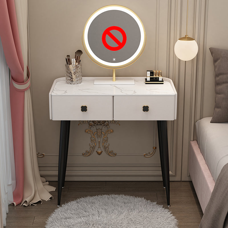 Glam Faux Leather Makeup Counter Bedroom Vanity Dressing Table with Drawer