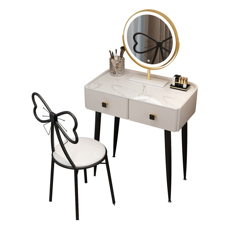 Glam Faux Leather Makeup Counter Bedroom Vanity Dressing Table with Drawer