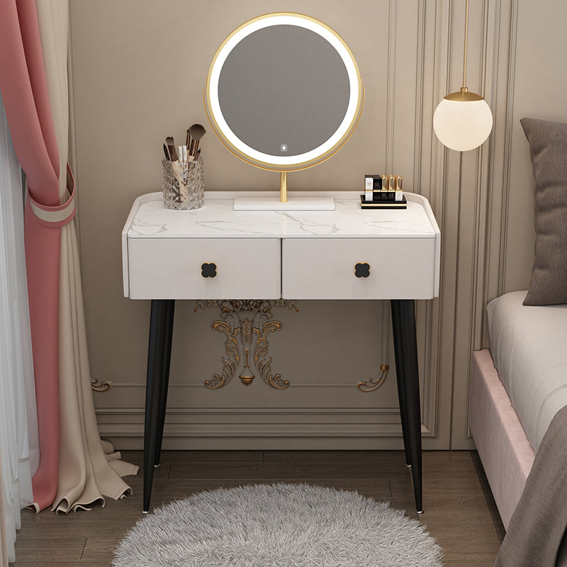 Glam Faux Leather Makeup Counter Bedroom Vanity Dressing Table with Drawer