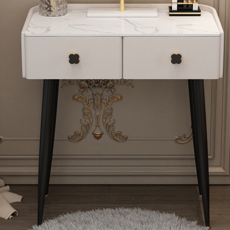 Glam Faux Leather Makeup Counter Bedroom Vanity Dressing Table with Drawer
