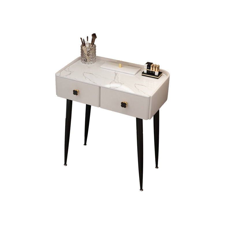 Glam Faux Leather Makeup Counter Bedroom Vanity Dressing Table with Drawer