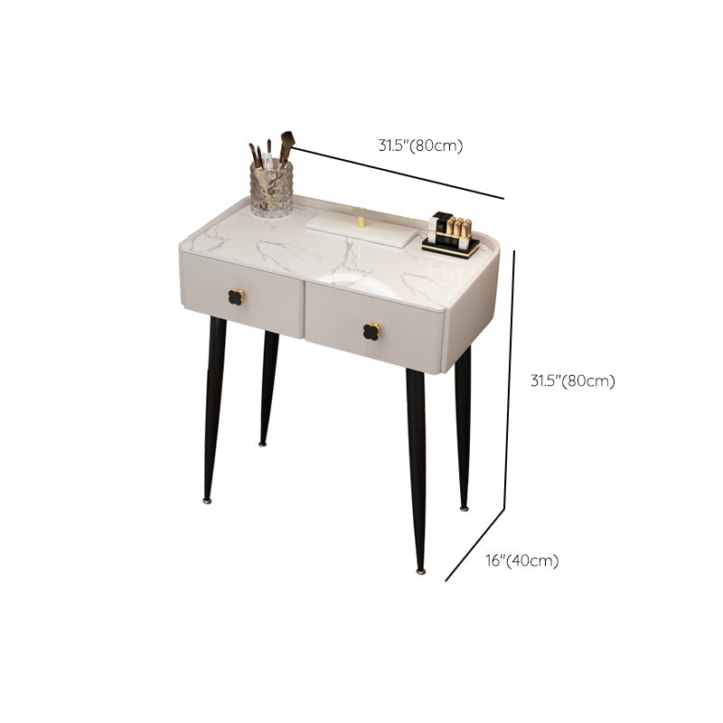 Glam Faux Leather Makeup Counter Bedroom Vanity Dressing Table with Drawer