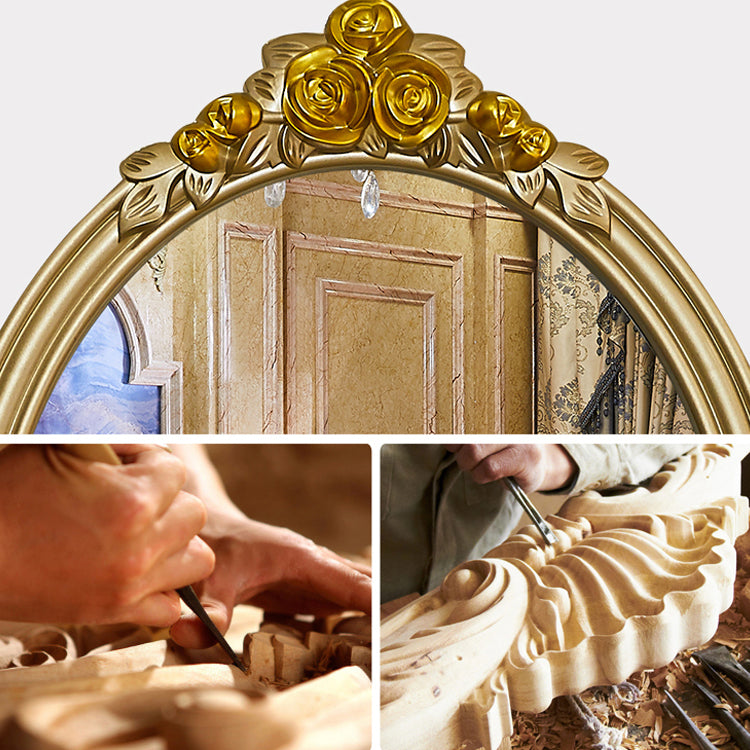 Victorian Wooden Vanity Dressing Table Gold 2-Drawer Make-up Vanity Clearhalo 'Bedroom Furniture' 'furn' 'furn_makeup_vanities' 'Furniture' 'Makeup Vanities' 'makeup_vanities' 7005074