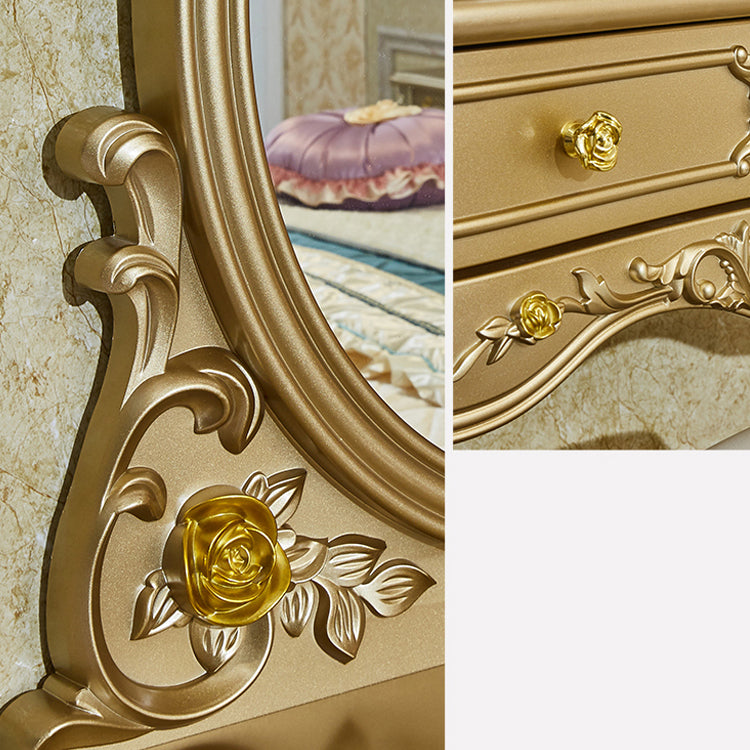 Victorian Wooden Vanity Dressing Table Gold 2-Drawer Make-up Vanity Clearhalo 'Bedroom Furniture' 'furn' 'furn_makeup_vanities' 'Furniture' 'Makeup Vanities' 'makeup_vanities' 7005076