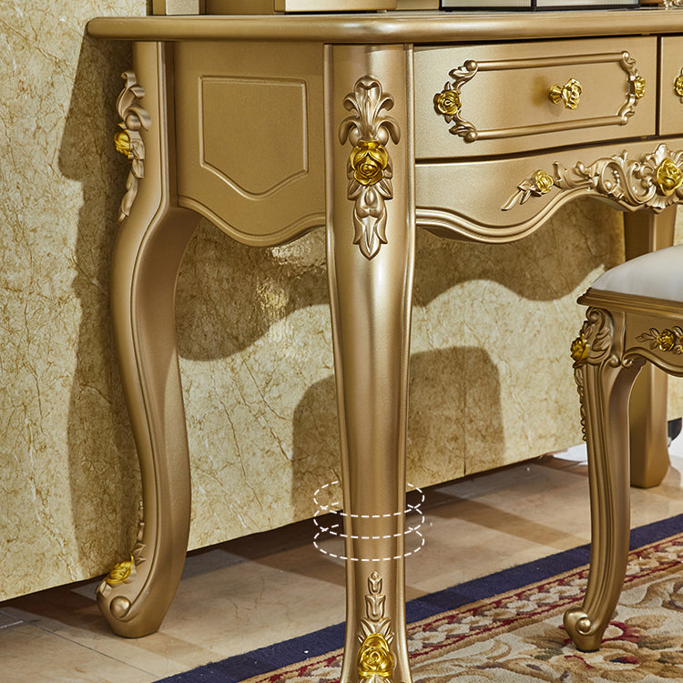 Victorian Wooden Vanity Dressing Table Gold 2-Drawer Make-up Vanity Clearhalo 'Bedroom Furniture' 'furn' 'furn_makeup_vanities' 'Furniture' 'Makeup Vanities' 'makeup_vanities' 7005077
