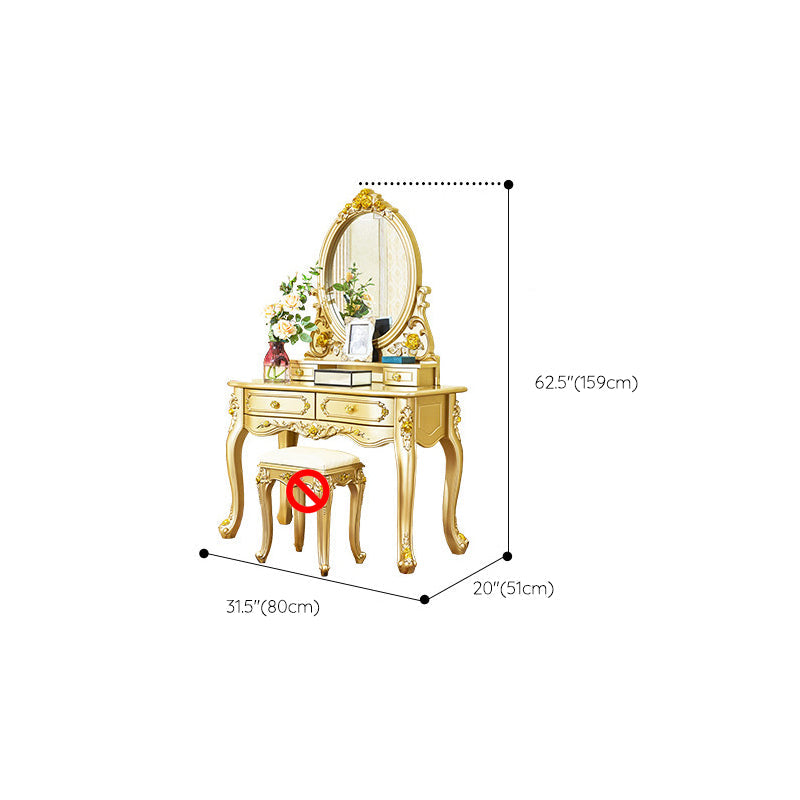 Victorian Wooden Vanity Dressing Table Gold 2-Drawer Make-up Vanity Clearhalo 'Bedroom Furniture' 'furn' 'furn_makeup_vanities' 'Furniture' 'Makeup Vanities' 'makeup_vanities' 7005080