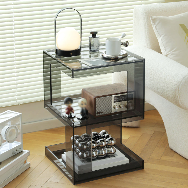 Modern Block Accent Side Table with Storage Square Living Room Corner Table Clearhalo 'Coffee & Accent Tables' 'End & Side Tables' 'end_side_tables' 'furn' 'furn_end_side_tables' 'Furniture' 'Living Room Furniture' 7005150
