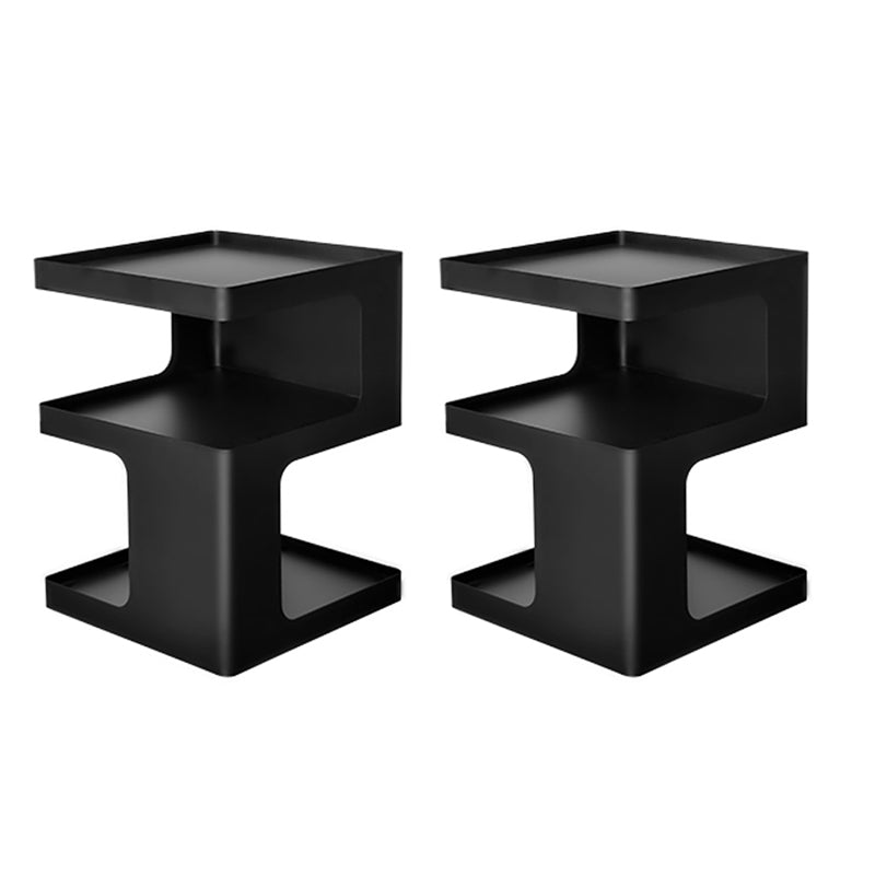 Modern Block Accent Side Table with Storage Square Living Room Corner Table Matte Black 2 Clearhalo 'Coffee & Accent Tables' 'End & Side Tables' 'end_side_tables' 'furn' 'furn_end_side_tables' 'Furniture' 'Living Room Furniture' 7005165