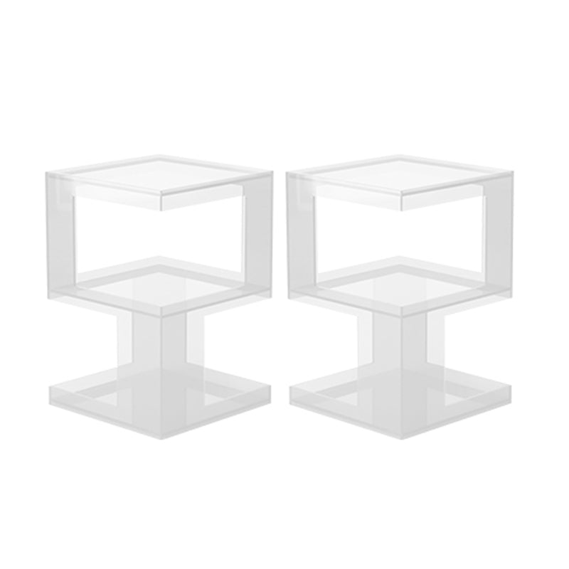 Modern Block Accent Side Table with Storage Square Living Room Corner Table Clear 2 Clearhalo 'Coffee & Accent Tables' 'End & Side Tables' 'end_side_tables' 'furn' 'furn_end_side_tables' 'Furniture' 'Living Room Furniture' 7005170