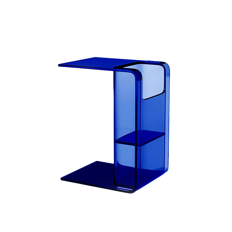 Modern Accent Side Table Plastic Abstract with Storage Rectangular Living Room