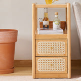 Rectangular Side End Table Living Room with Storage Block Corner Table