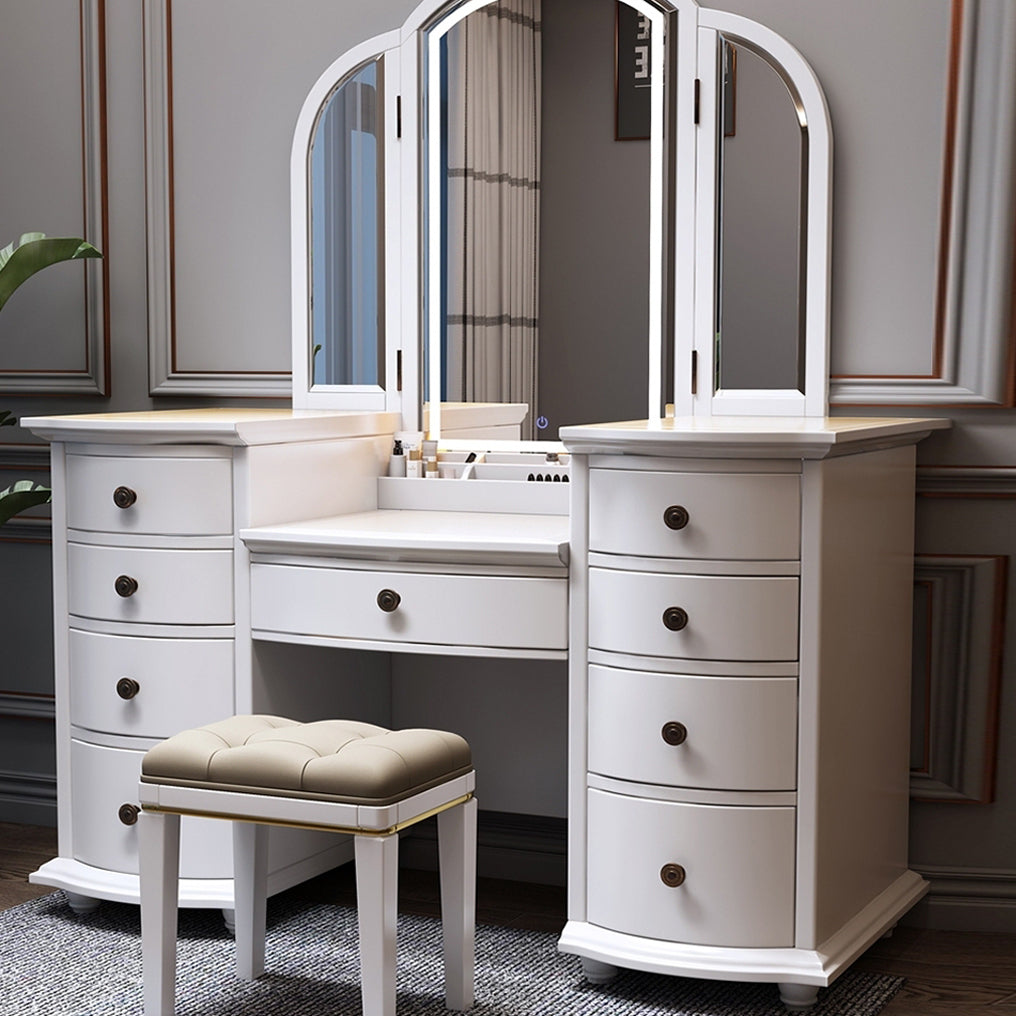 Tavolo da vanità contemporaneo e set di sgabelli a 9 cassetti trucco vanity desk
