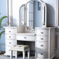 Tavolo da vanità contemporaneo e set di sgabelli a 9 cassetti trucco vanity desk