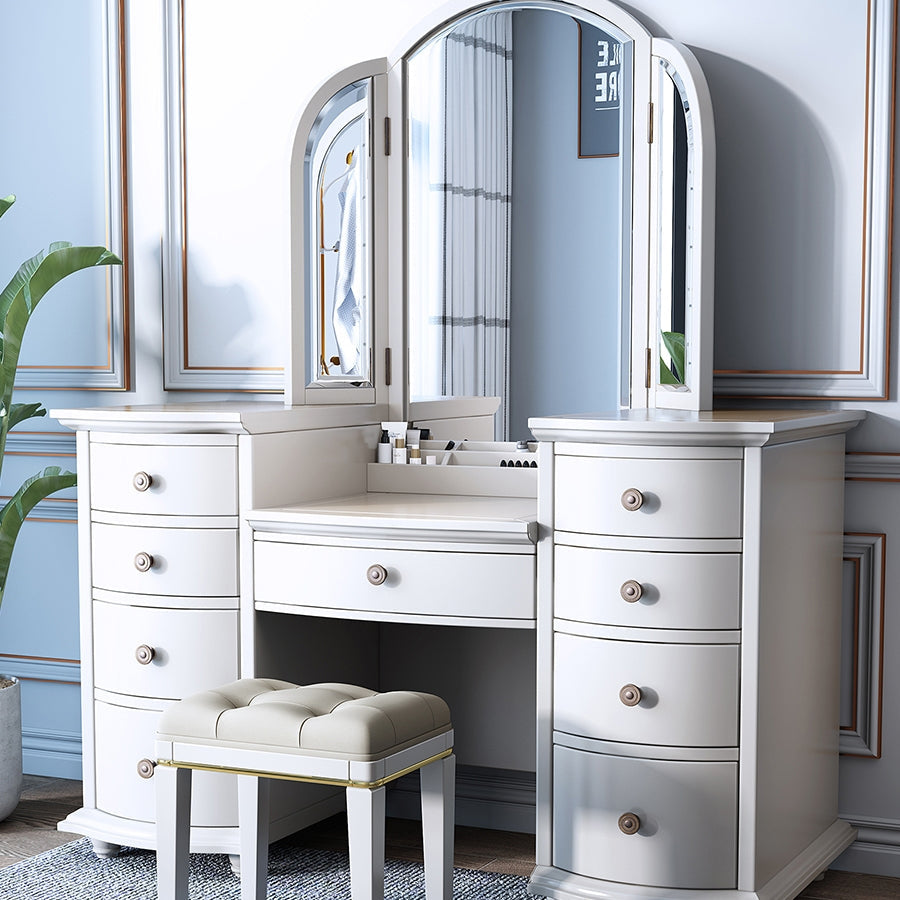 Tavolo da vanità contemporaneo e set di sgabelli a 9 cassetti trucco vanity desk