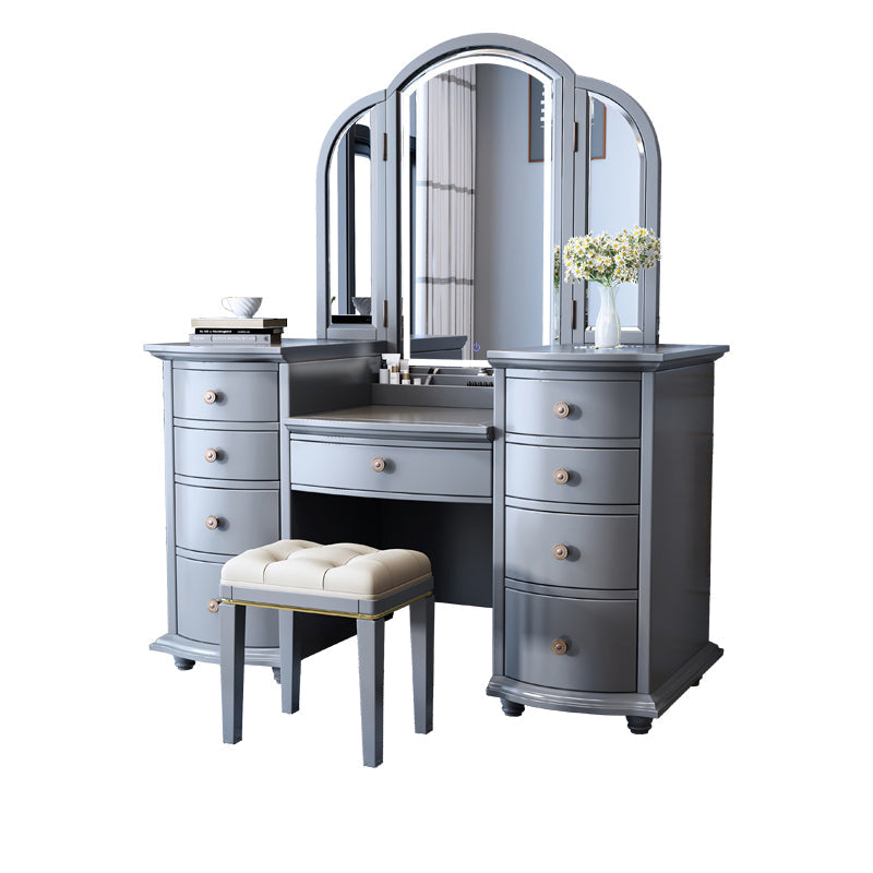 Tavolo da vanità contemporaneo e set di sgabelli a 9 cassetti trucco vanity desk