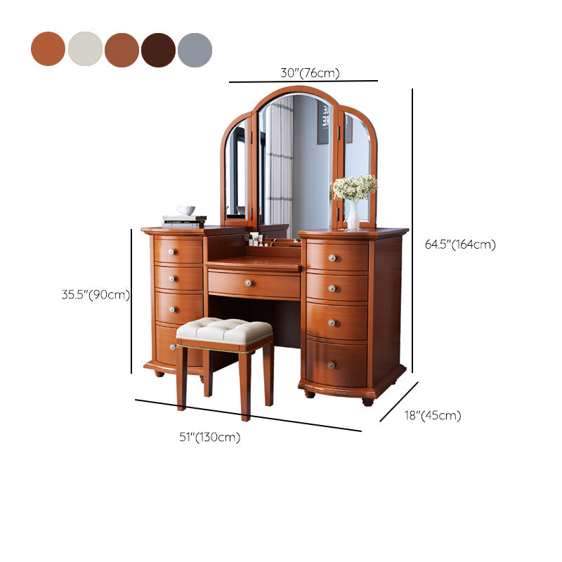 Tavolo da vanità contemporaneo e set di sgabelli a 9 cassetti trucco vanity desk