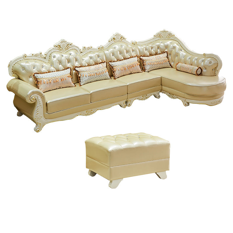 Section de cuir authentique contemporain sectionnelle du bras en pente du dos.