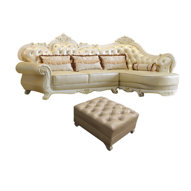 Section de cuir authentique contemporain sectionnelle du bras en pente du dos.