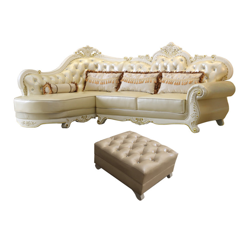 Section de cuir authentique contemporain sectionnelle du bras en pente du dos.