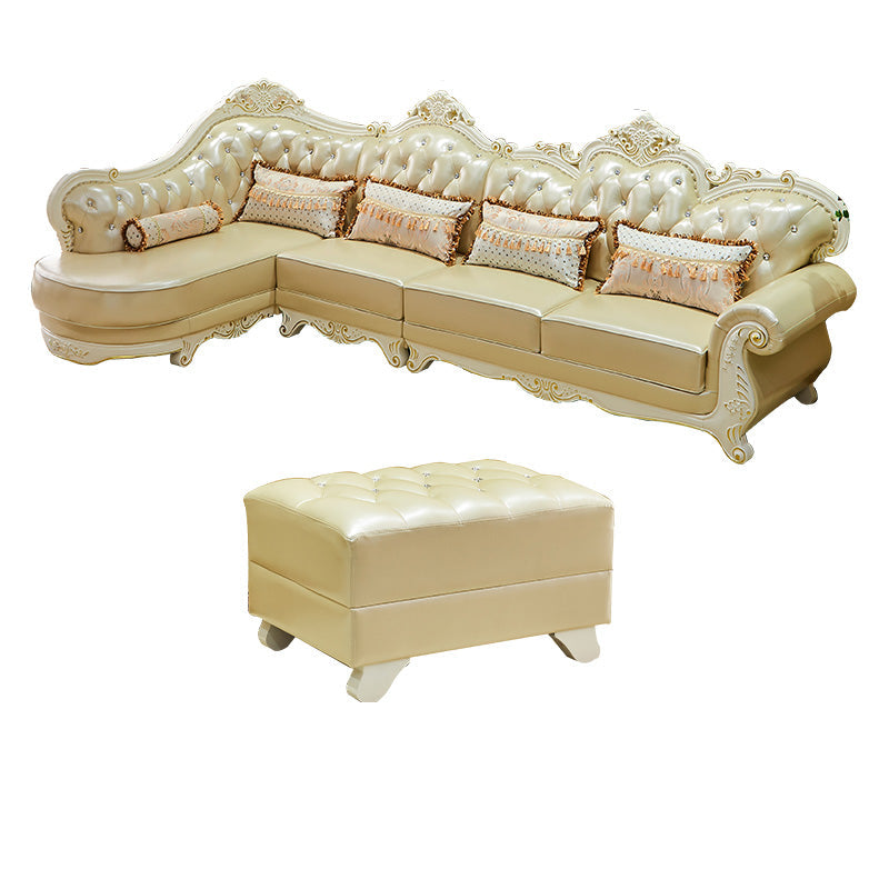 Section de cuir authentique contemporain sectionnelle du bras en pente du dos.