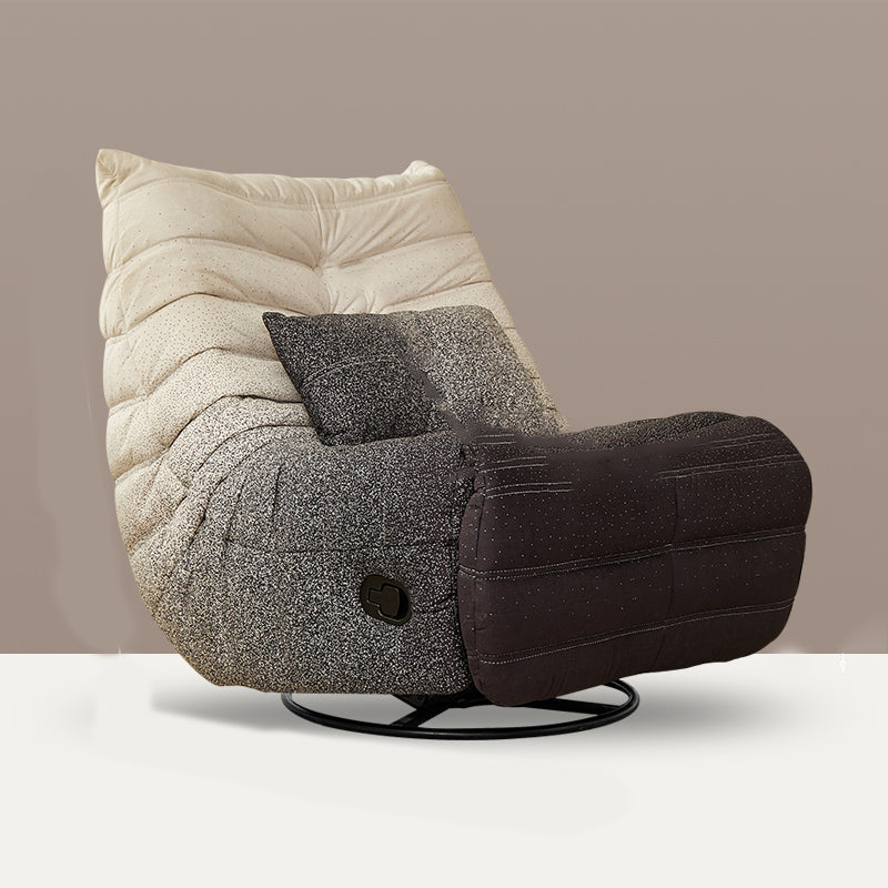 Position Lock Recliner Swivel Rocker Standard Recliner with Footrest Flannel Black White Clearhalo 'Chairs & Seating' 'furn' 'furn_recliners' 'Furniture' 'Living Room Furniture' 'Recliners' 7005371