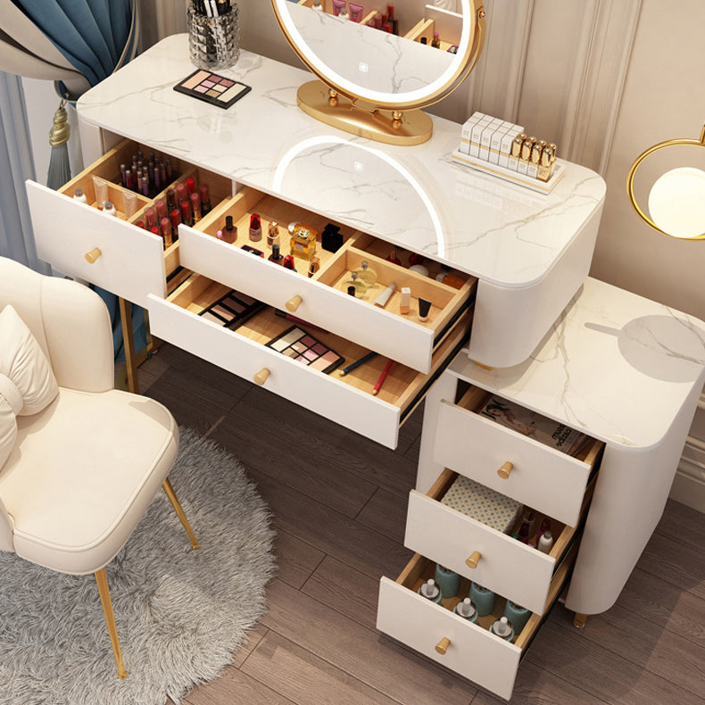 Solid Wood Makeup Vanity Desk Storage Dressing Table Stool Set with Drawer Clearhalo 'Bedroom Furniture' 'furn' 'furn_makeup_vanities' 'Furniture' 'Makeup Vanities' 'makeup_vanities' 7005422