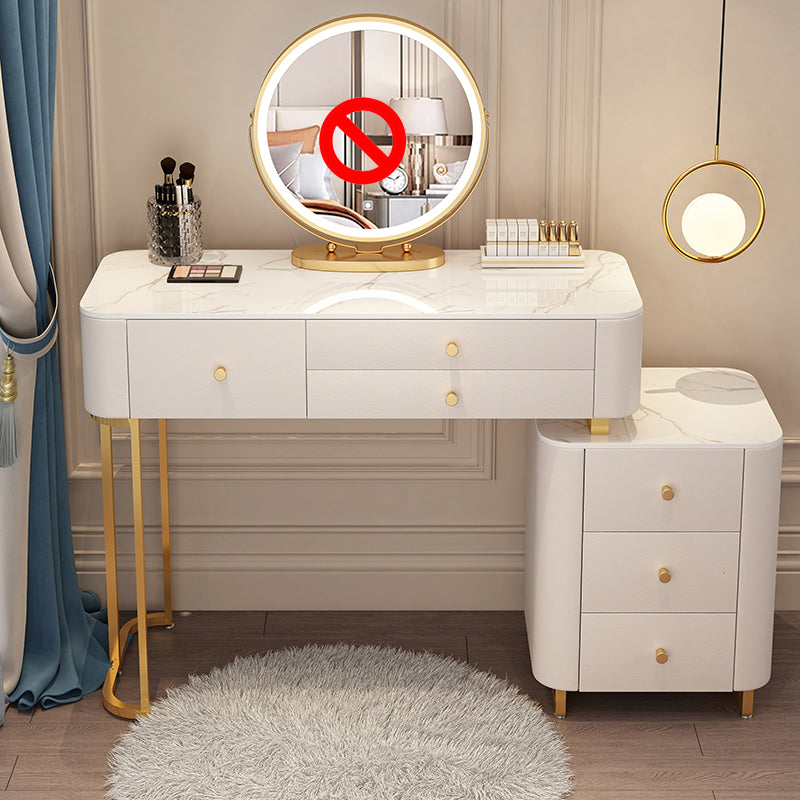 Solid Wood Makeup Vanity Desk Storage Dressing Table Stool Set with Drawer Makeup Vanity 39"L x 16"W x 31"H White Clearhalo 'Bedroom Furniture' 'furn' 'furn_makeup_vanities' 'Furniture' 'Makeup Vanities' 'makeup_vanities' 7005426