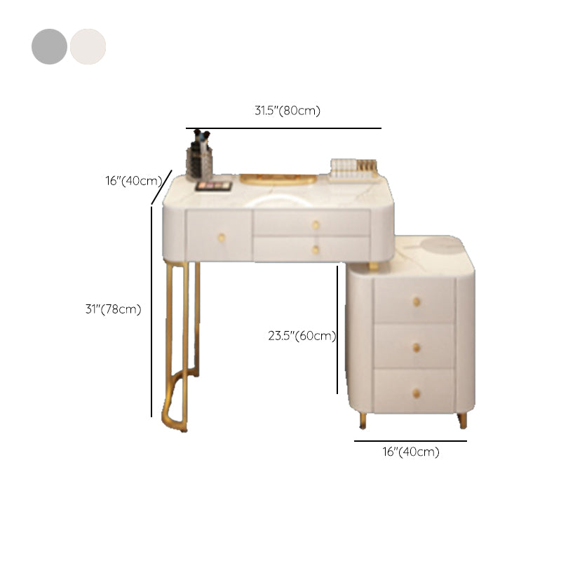 Solid Wood Makeup Vanity Desk Storage Dressing Table Stool Set with Drawer Clearhalo 'Bedroom Furniture' 'furn' 'furn_makeup_vanities' 'Furniture' 'Makeup Vanities' 'makeup_vanities' 7005428