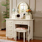 Victorian Dressing Table White Bedroom With Drawer Wooden Mirror