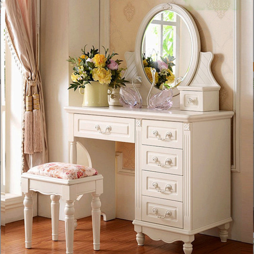Victorian Dressing Table White Bedroom With Drawer Wooden Mirror
