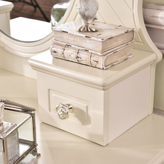 Tavolo da toeletta vittoriano camera da letto bianca con specchio di legno di cassetto