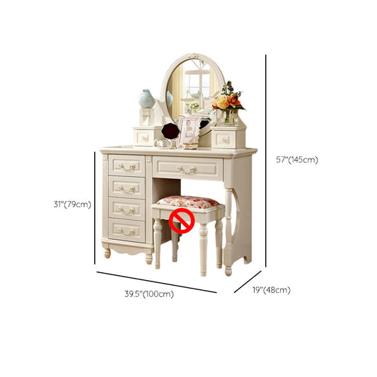 Tavolo da toeletta vittoriano camera da letto bianca con specchio di legno di cassetto