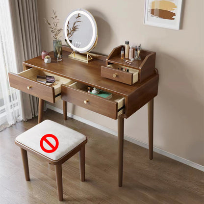 ScandinavianSolid Wood Table Makeup Vanity with Mirror and Drawers