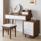 ScandinavianSolid Wood Table Makeup Vanity with Mirror and Drawers